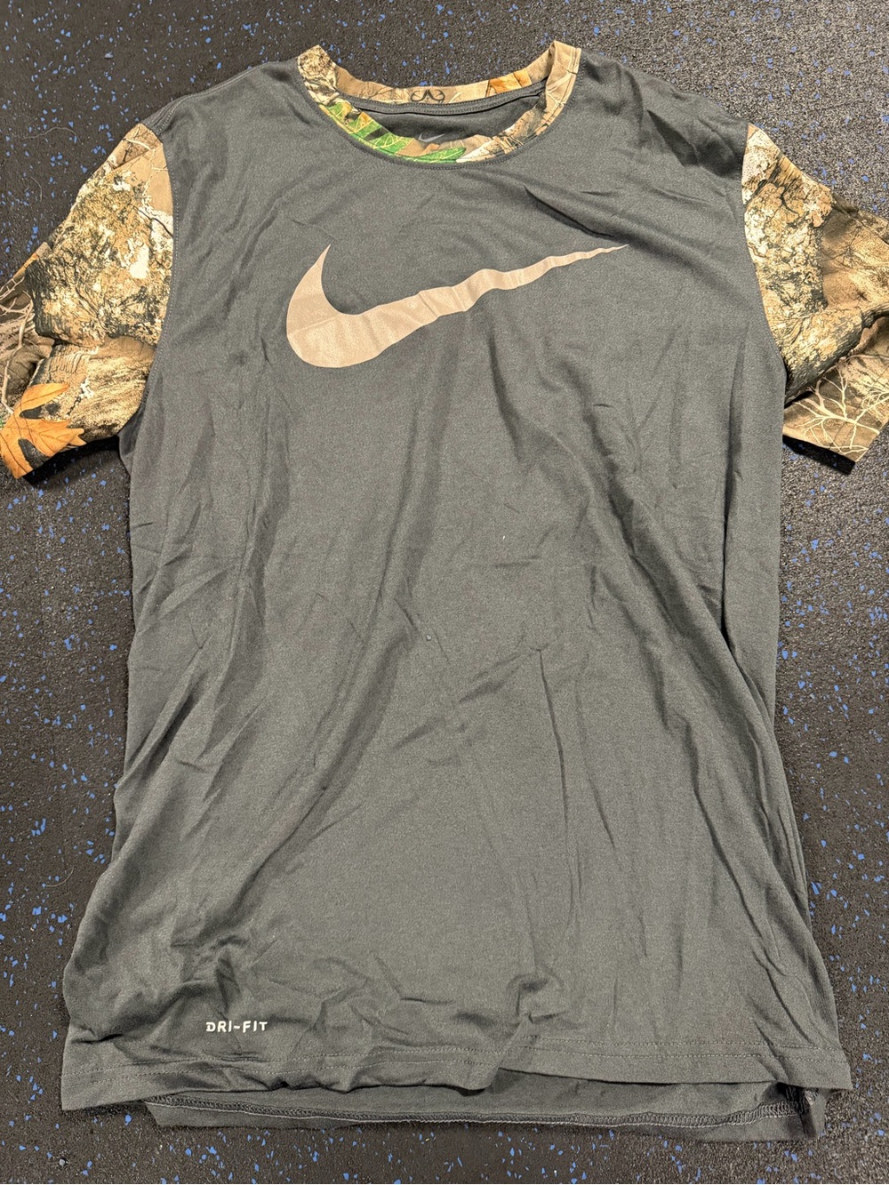 Nike Black Tee with Camo-Accent Collar